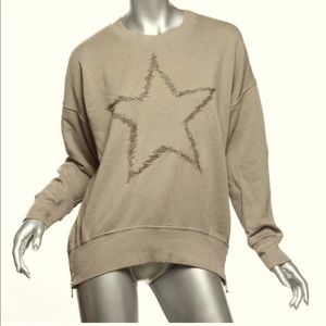 Sundry Women’s Chai Brown Cotton Side-zip Star Stitch Sweatshirt